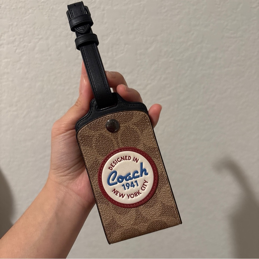 Coach  Signature Canvas Patch Leather Luggage Tag NWT